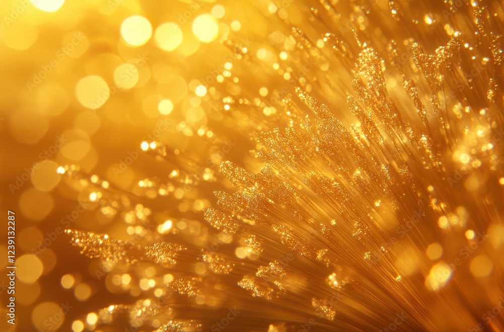 Poster golden light bokeh with sparkling fiber texture creating a dreamy and ethereal background for creati