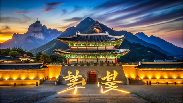 Night Photography: Hangul Proclamation Day - Palace, Mountain, Korean Alphabet