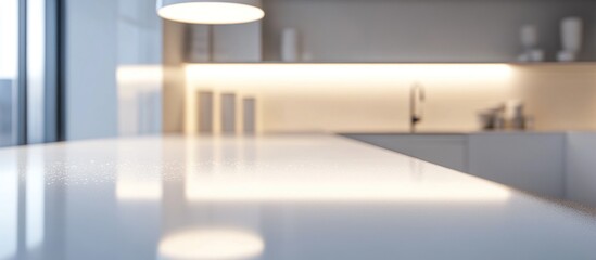 Modern Minimalist Kitchen Countertop Design: Clean Lines and Warm Lighting