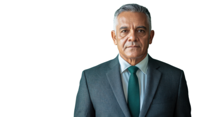 Senior businessman posing with transparent background