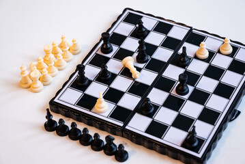 Chess checkmate, black defeats white
