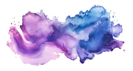 Artistic Purple and Blue Watercolor Spot, png, cutout
