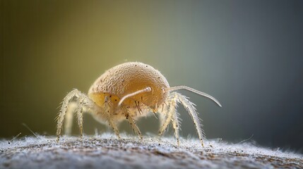 Magnified View of Tiny Dust Mite Under Microscope, Displaying Unique Features and Textures in Close-Up Perspective