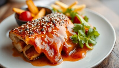 grilled steak with vegetables