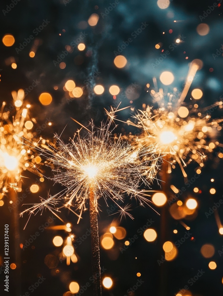 Poster sparkling fireworks with glowing lights creating a magical atmosphere for celebrations and festiviti