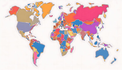 Fototapeta premium Colorful world map illustration