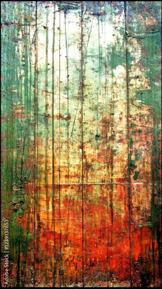 Aufkleber abstract forest reflecting on textured metallic surface with vertical lines
