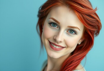 Female portrait with red hair, looking directly at the camera