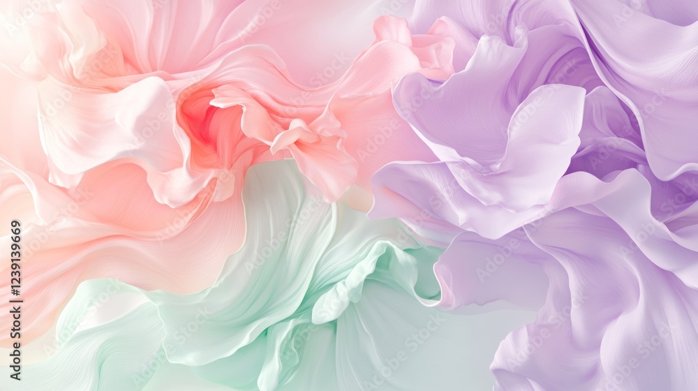 Poster soft pastel fabric textures in gentle waves create an elegant display of colors and movement. genera