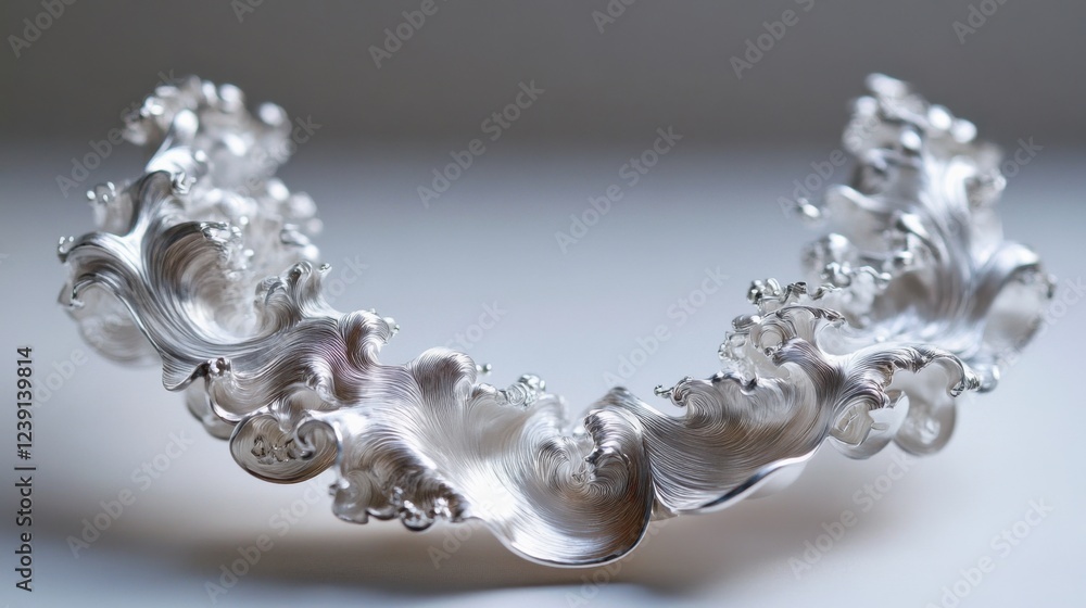 Poster intricate glass sculpture with dynamic flowing waves and abstract design