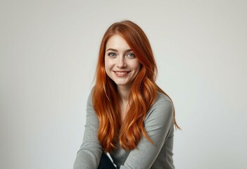 Fototapeta premium Photorealistic portrait of a female with red hair