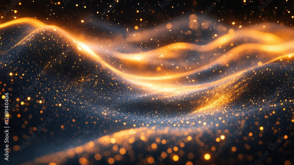Aufkleber mesmerizing golden and blue sparkling waves creating a dreamlike abstract background