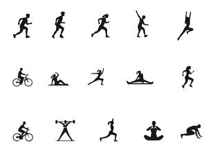 icons set - exercising silhouette