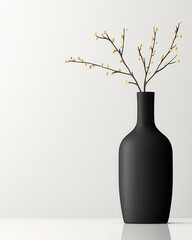 Modern minimalist black vase with branches, perfect for decor