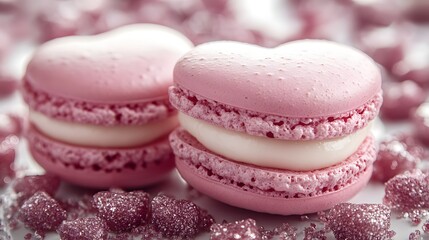 Pink Heart-Shaped Macarons