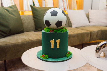 Soccer Themed Cake With Green Elements