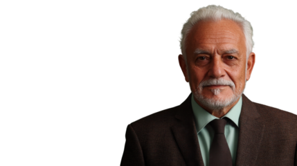Portrait of a confident senior businessman posing on transparent background