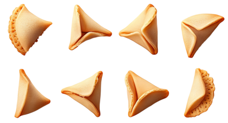 Fortune Cookie Cookies Biscuit Wafer Pastry Dessert in Transparent Cutout. high resolution PNG file