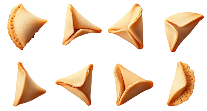 Fortune Cookie Cookies Biscuit Wafer Pastry Dessert in Transparent Cutout. high resolution PNG file