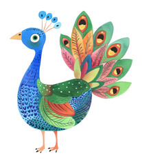 Obraz premium PNG Peacock illustration whimsical peacock.