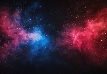 Stunning Cosmic Scene with Vibrant Nebulae in Shades of Blue and Red Against a Dark Starry Background for Space and Astronomy Enthusiasts