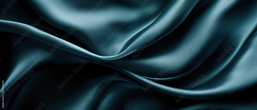 Poster abstract teal fabric texture with smooth folds and soft shadows creating a flowing design