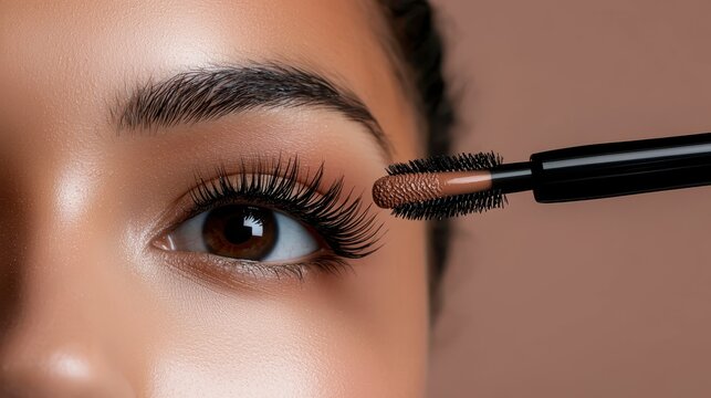 Dramatic eye makeup application beauty salon tutorial video indoor close-up full lashes concept