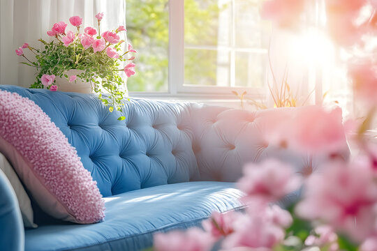 contemporary blue haven modern living room design with sofa and furnishing