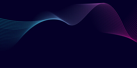 Abstract blue background with glowing wave. Shiny moving lines design element. Modern pink blue gradient flowing wave lines. Futuristic technology concept.