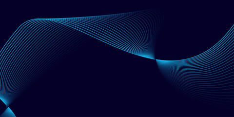  abstract blue background with flowing wave line. Digital future technology concept.