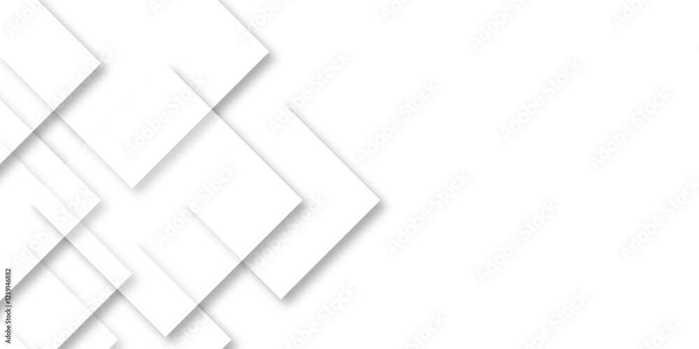 Aufkleber white geometric overlapping square pattern. vector illustration technology background with shadow. v