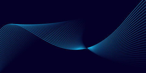  abstract blue background with flowing wave line. Digital future technology concept.