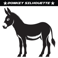 Black and white donkey silhouette vector illustration.