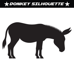 Black and white donkey silhouette vector illustration.