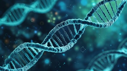 Molecular structure of DNA highlighted with vibrant colors in a scientific illustration