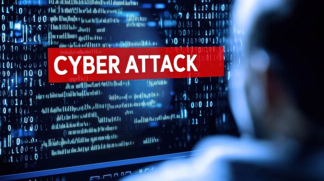 Cybersecurity concept highlighting a cyber attack on a digital interface.