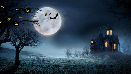 Fototapeta premium spooky halloween night scene