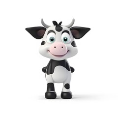 Happy cartoon calf poses against white