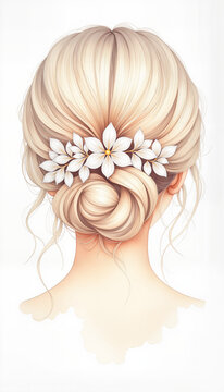 Elegant bridal hairstyle with floral accents, wedding elegance