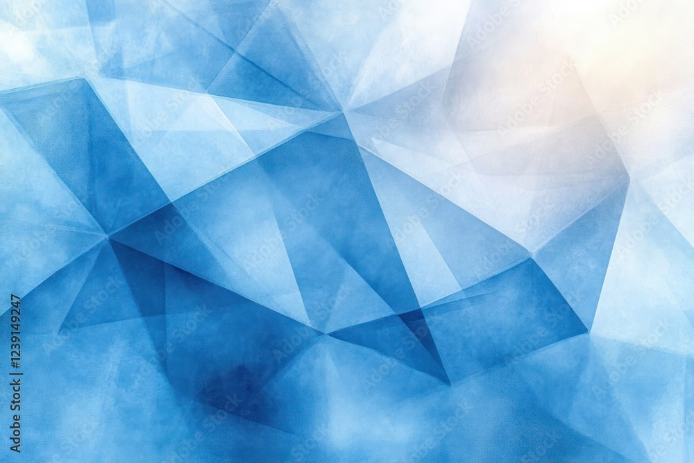 Poster abstract geometric blue triangle background with soft light texture for modern business presentation