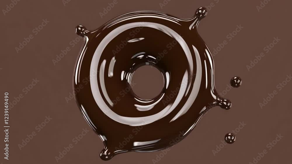 Poster smooth dark chocolate splashing and forming a perfect circle, creating a visually appealing and temp