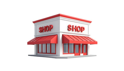 3d minimal cartoon red shop store png