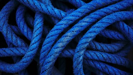 Blue industrial rope texture as a background © Esteve
