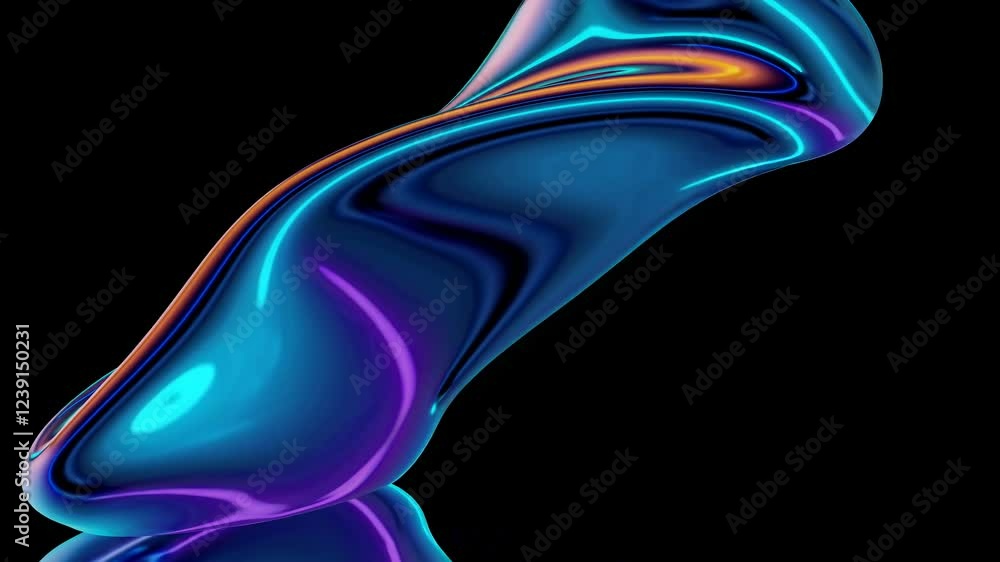 Poster colorful fluid shape with iridescent reflections creating an abstract and surreal design element flo