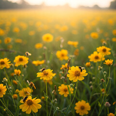 Obraz premium field of yellow flowers