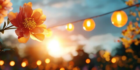 Vibrant local festival celebrations bright sunlit decorations colorful scene eye-level view engaging cultural immersion