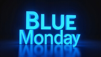 Fototapeta premium Modern Blue Monday e-card design with glowing typography, digital creativity
