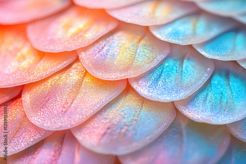 Poster iridescent scales texture with shimmering colors and soft light for abstract background