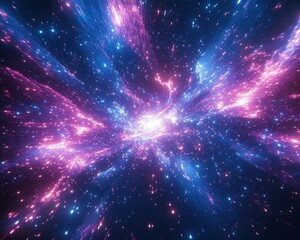 Naklejka premium Vibrant Cosmic Explosion of Colorful Stars and Nebulae Creating an Expansive Space Perspective in the Universe