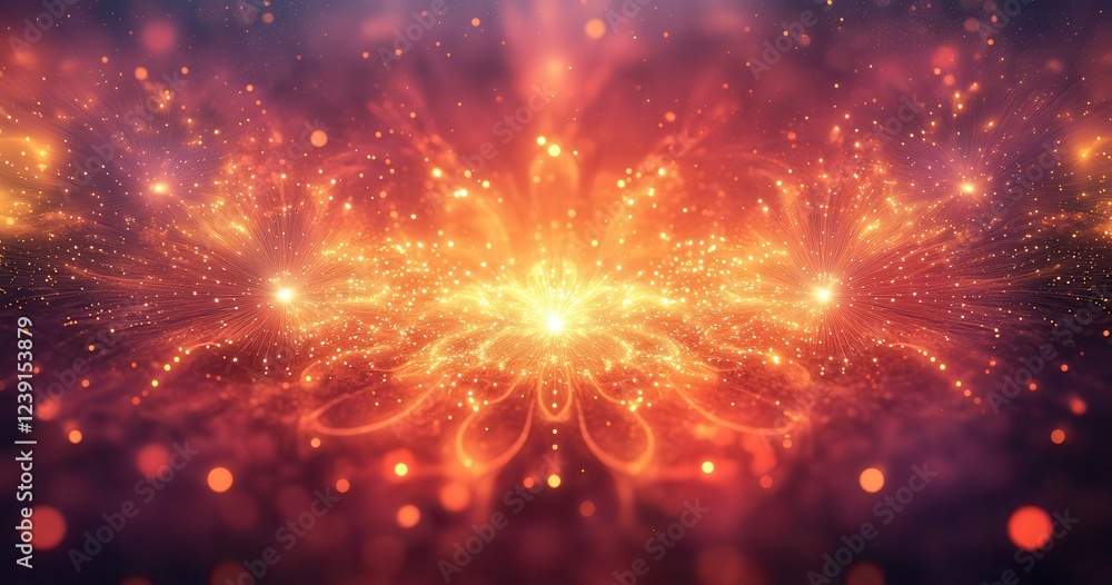 Poster vibrant cosmic explosion with glowing particles against a dark background for abstract art and digit